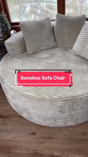 This round boneless sofa chair is the ultimate cozy spot 😍 It molds to your body, supports you without the bulky frame, and instantly upgrades your space. Comfy, and perfect for reading, lounging, or scrolling the night away! #homedecor #cozyvibes #roommakeover #furniturefinds #bonelesssofachair