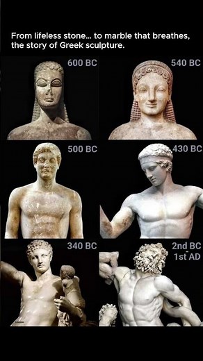 🗿 The Evolution of Greek Sculpture: From Archaic to Rome ✨ #shorts #greek #art #evolution