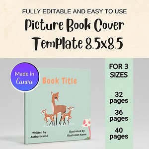 KDP Cover Template 8.5x8.5 ”, Premade Children's Book Cover, 32 36 40 Page Template, KDP Picture Book, Editable Canva KDP Cover Template - Etsy
