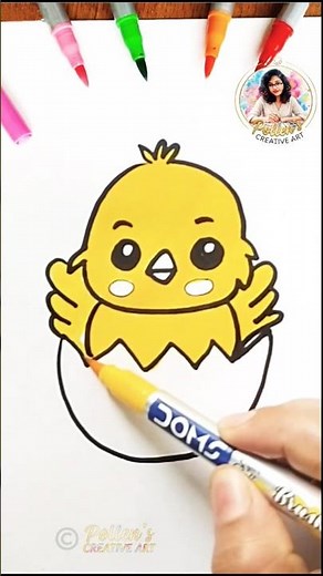 Drawing a Cute Baby Chick 🐥🐣✨#art #satisfying