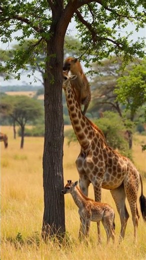 Hyena Jumps the Calf and Mother Giraffe’s Kick Ends It! #shorts