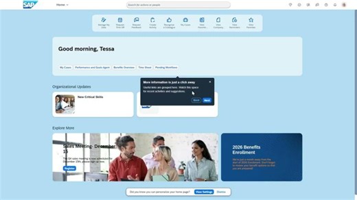 First Look: SAP SuccessFactors Home Page Tour with WalkMe Tour | 2H 2025 Release Update