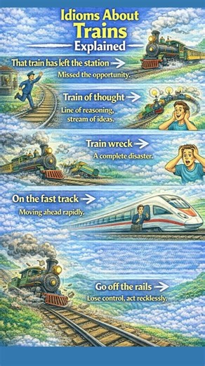 Train Inspired Idioms | English Idioms Explained (Part 21) #ieltspreparation #englishspeaking