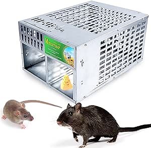 Humane Rat Trap Live Mouse Trap That Work for Indoor and Outdoor,Cage Trap for Mice, Rats, Chipmunks,Small Squirrels, and Voles Catch and Release,2 Doors