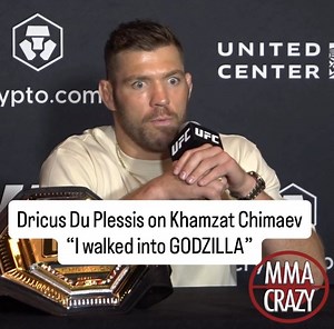 Dricus Du Plessis reacts to his run in with Khamzat Chimaev Full video at MMA Crazy on YouTube ▶️#ufc #ufcnews #ufc319 #dricusduplessis #khamzatchimaev #mma | MMA Crazy