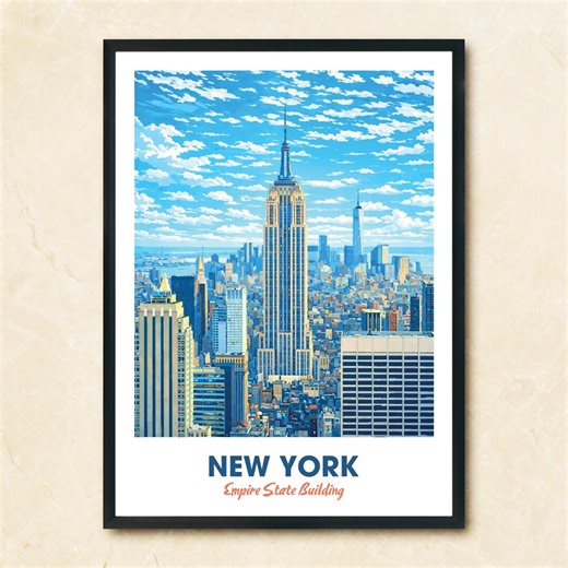 New York Empire State Building Art Print – Vertical Urban Wall Decor - Etsy