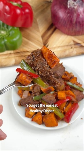 Healthy 10-Minute Steak & Sweet Potato Fajita Dinner 🤤🔥🙌