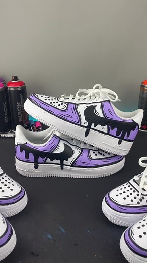 Customizing some Lilac Cartoon Drippy Air Force 1’s 💜💧 . These Air Force 1’s have a lilac color theme along with a cartoon effect across the entire shoe. With a little added drip effect on the swoosh. . What should I customize next? . Follow @hotkokosart for more 👟🎨 Follow @hotkokosart for more 👟🎨 . . . Tags : #customshoes #customsneakers #customairforcesones #af1custom #customjordan1 #sneakercustoms #customnike #customdrip #painting #nikeairforce #customshoes #customart customkicks #fyp #