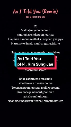 As I Told You - pH-1, Kim Sung Jae Song Lyrics Video