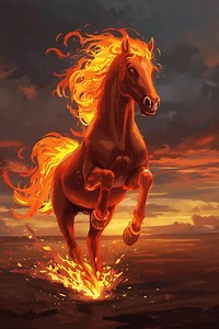 Large 24x36 Stallion Poster,fire Horse Wall Art Digital Print - Etsy