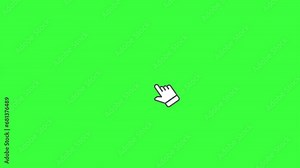 Movement of the computer mouse. Finger cursor clicks on green screen. 2D Animation.