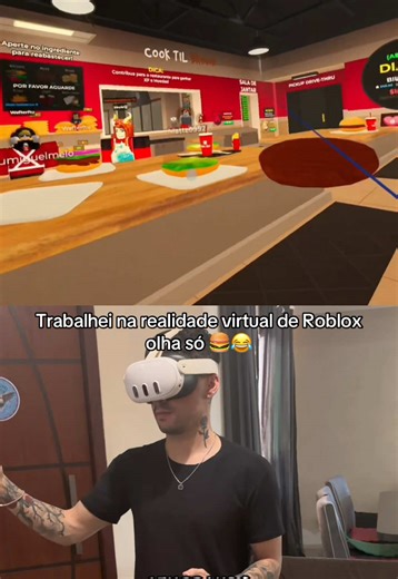 Trabalhei no fast food do Roblox na realidade virtual!! Olha só que legal! Jogado no meta quest 3. This is virtual reality! #roblox #robloxvr #vrgaming #robloxedit #robloxgames