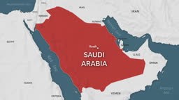 Saudi Arabia - Zoom on World Map. Animated Vector Map of the Saudi...