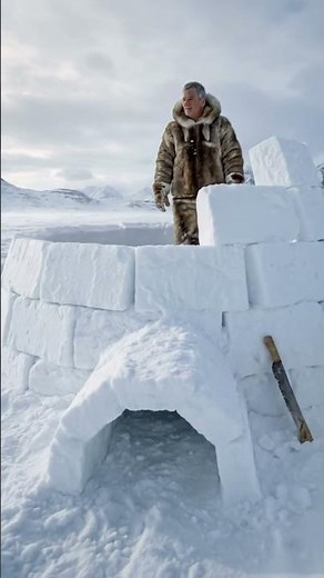 From Snow to Shelter: Watch an Igloo Rise in Minutes ❄️ #architecture