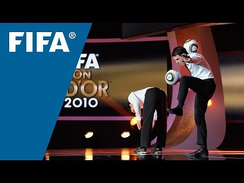 The F2 Freestylers perform inside the FIFA World Football Museum