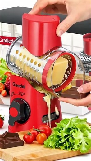 Geedel Rotary Cheese Grater | 3 Blade Vegetable Slicer 🧀🥕