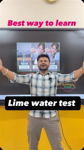 Ankit Upadhyay on Instagram: "Lime Water Test explained step-by-step 🔬 | Class 10 CBSE Chemistry When carbon dioxide (CO₂) is passed through lime water (calcium hydroxide – Ca(OH)₂), an insoluble white precipitate of calcium carbonate (CaCO₃) is formed, turning the lime water milky. 👉 This confirms the presence of carbon dioxide gas. But here’s the twist ⚡ When excess CO₂ is passed further, the milky solution becomes clear again because calcium hydrogen carbonate (Ca(HCO₃)₂) is formed, which i