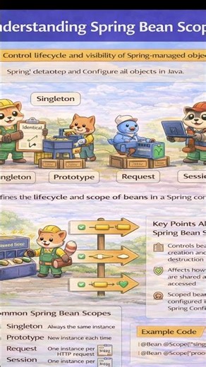 Spring Bean Scopes Explained in 60 Seconds | Singleton vs Prototype vs Request vs Session