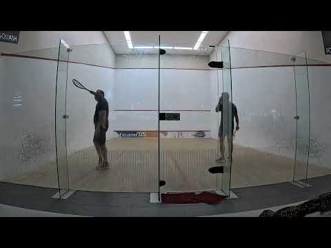 Playing squash at NUS Sports Hall - Jimmy vs Sebastian Round 2