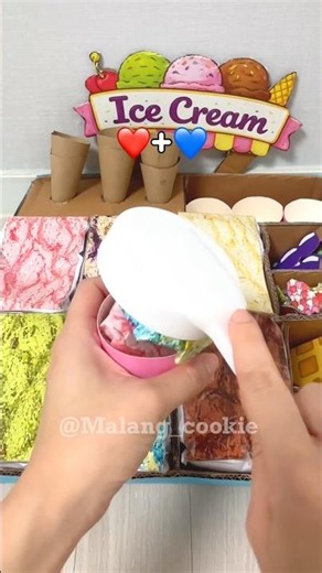 ❤️+💙 Color mix ice cream 빨강 파랑 아이스크림 만들기 #paperplay #cardboardcraft #squishyshop #icecreamshop
