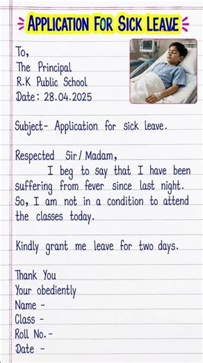 Application For Fever/Application On Sick Leave/Sick Leave Application/2 Days Application/Applicatio