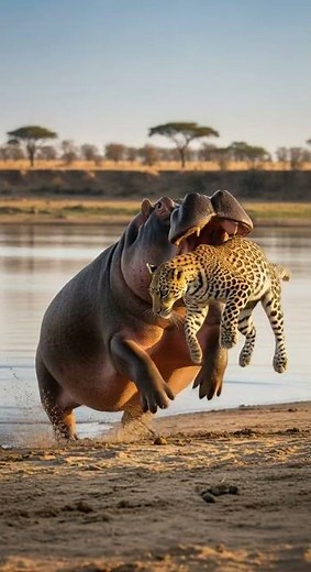 Hippo Smash a Leopard in Seconds Unbelievable Power #Wildlife #Nature #Animals