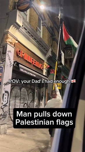 714K views · 68K reactions | FOOTAGE: British man fed up of seeing Palestinian flags in the UK takes matters into his own hands and decides to take them down himself! GREAT WORK! | EU - I voted LEAVE | Facebook