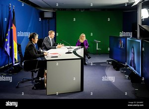 Berlin, Deutschland. 07th Feb, 2022. Christian Lindner (FDP), Federal Minister of Finance, recorded during a video conference with Chrystia Freeland, Minister of Finance of Canada. Berlin, February 7th, 2022. Credit: dpa/Alamy Live News Stock Photo - Alamy