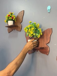 Plant shelf diy wall decor _ Butterfly shaped plant shelve #wallshelf #butterfly #homedecor #crafts | Deep's CRAFT