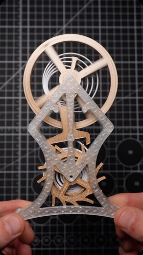 Carter Grabowski on Instagram: "Fully 3D printed clockwork Model by ItsOnMyMind from makerworld #3dprinted #maker #bambulab #clockwork"
