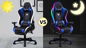 Watch blue gaming chair with RGB light on Amazon Live