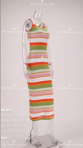 Girlmerry Sexy slight stretch stripe knitted backless sling bodycon maxi dress Wholesale AA016078