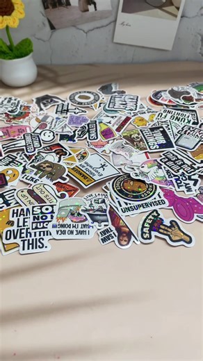 130 funny vinyl waterproof stickers in one pack for your water bottle or hard hat or laptop or ya know whatever #funnystickers #vinylstickers #stickers #tiktokshop