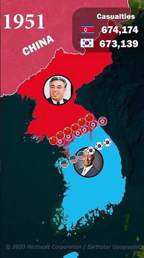 KOREAN war by map in 30 sec #koreanwar #northkorea #southkorea #coldwar #maps