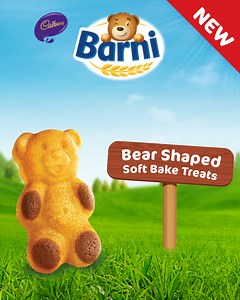 NEW Cadbury Barni, treat them to a bear shaped soft bake with a centre filled surprise. Available in the Biscuits aisle. | Cadbury Dairy Milk
