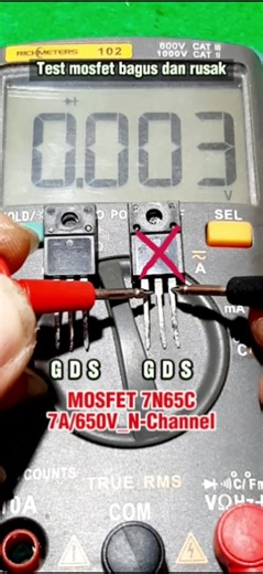 1.5M views · 9.1K reactions | Tutorial on how to test which N-Channel PSU Regulator Mosfet is still good and which is damaged #electronic #mosfet #nchannel #psu #test #fet7n65c #regulator #switching #tutorial #trick #solusi #tifs #review | Herman Suhaemi | Facebook