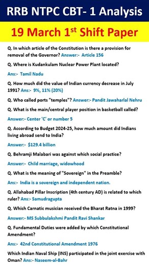 RRB NTPC CBT 1 Paper Analysis 2026| 19 March 1st Shift RRB NTPC Eaxm Review Today#rrb#gk#shorts#ntpc