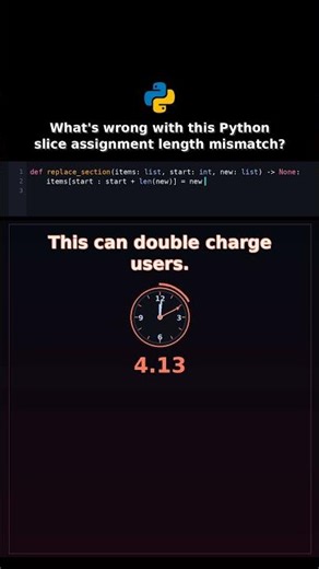 Whats wrong with this Python slice assignment length mismatch? #pythonreliability