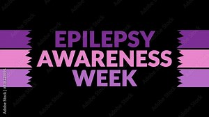 Epilepsy Awareness Week seamless looping Text Animation with side lines on Black background, Epilepsy Awareness Week observed each year in May for celebrating and wishing.