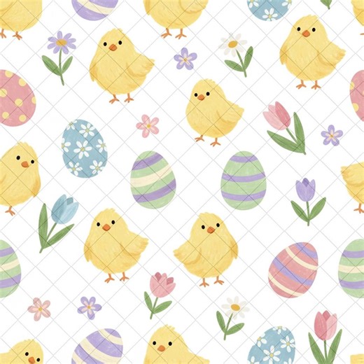Seamless Pastel Easter Chick Pattern – Cute Easter Digital Paper - Etsy