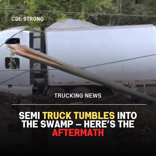 🎥 Watch it now — a massive semi-truck careens off the road and crashes straight into the swamp 🌊🚛. Emergency crews rush in, the water rises, and the driver fights for every second. Tag a driver who needs to see this! #SemiCrash #TruckerLife #HighwayAccident #SwampRescue #BigRig #RoadSafety | CDL Strong