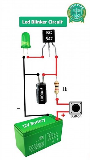 12V LED Blinker Circuit Using BC547 🔥 Simple DIY LED Flasher (No IC!) #stempark