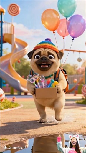 Cute Pug Adventure 🐶✨ Bubble Fun at the Playground | Funny & Adorable Short