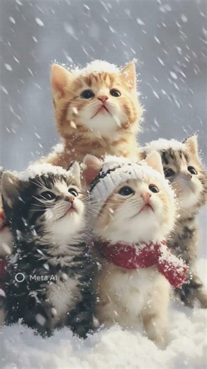 Cute kittens crying for help in snow 😢😭