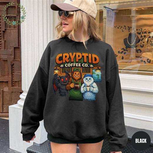 Cryptid Coffee Shirt, Cryptid Lover Gift, West Virginia Mothman, Vintage Mothman, Cryptid Gift, Urban Legends, Funny Monster Sweatshirt - Etsy