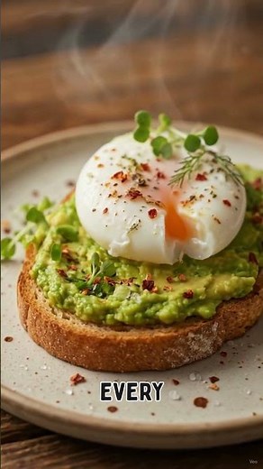 Creamy Avocado Poached Egg Toast 🥑🍳 | Easy 10-Minute Healthy Breakfast Recipe #Shorts