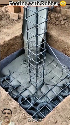 Column steel design😱| Column Footing with Tyres 😲| Earthquake Footing |Heavy Footing #shorts #home