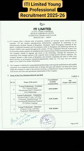 37K views · 208 reactions | ITI Limited Young Professional Recruitment 2025-26 #youngprofessional #iti #jobs | Government Jobs | Facebook