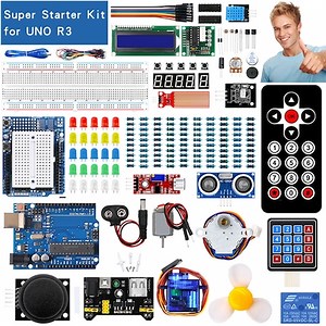 Excitat®, Set Componente Electronice, Kit de programare Arduino Starter UNO R3, LCD1602, Pentru incepatori, Display LCD, Fotorezistor LDR, motor pas cu pas, servo motor SG90, set multicolor - eMAG.ro