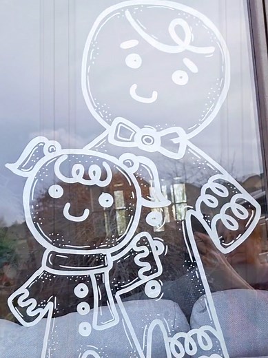 Gingerbread Family Window Art for Christmas